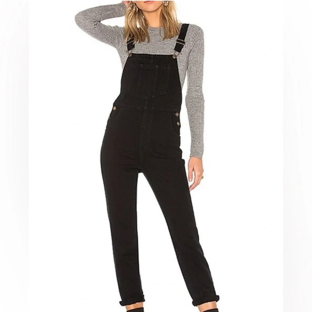 Women's Black Denim Overalls